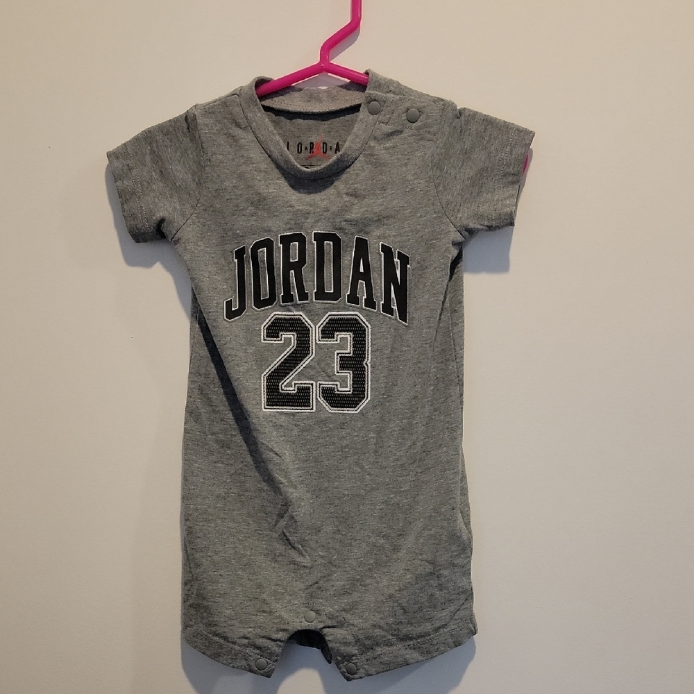 Jordan Kids Gray Romper with Graphic Print